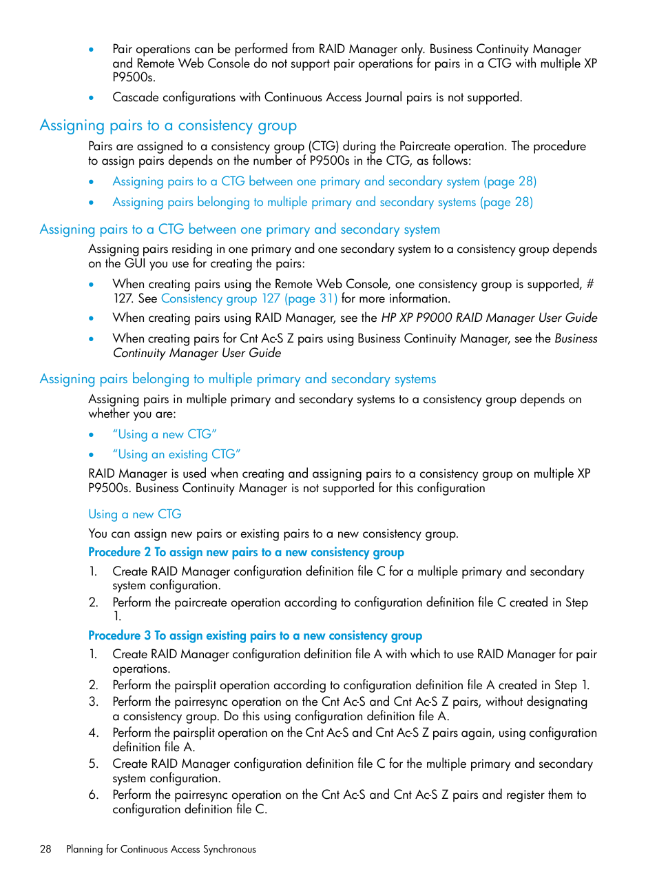Assigning pairs to a consistency group | HP XP P9500 Storage User Manual | Page 28 / 131