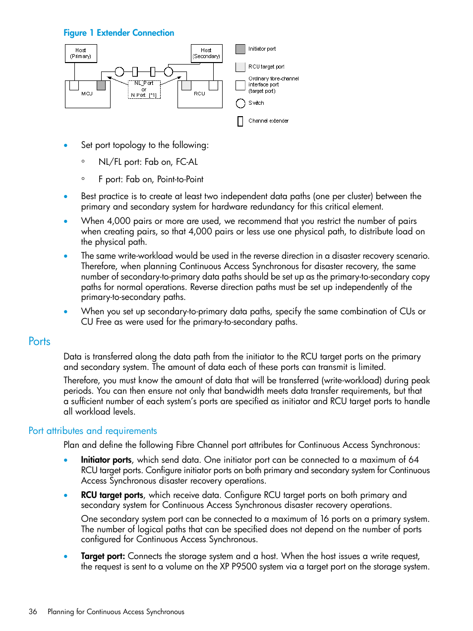 Ports, Port attributes and requirements | HP XP P9500 Storage User Manual | Page 36 / 131