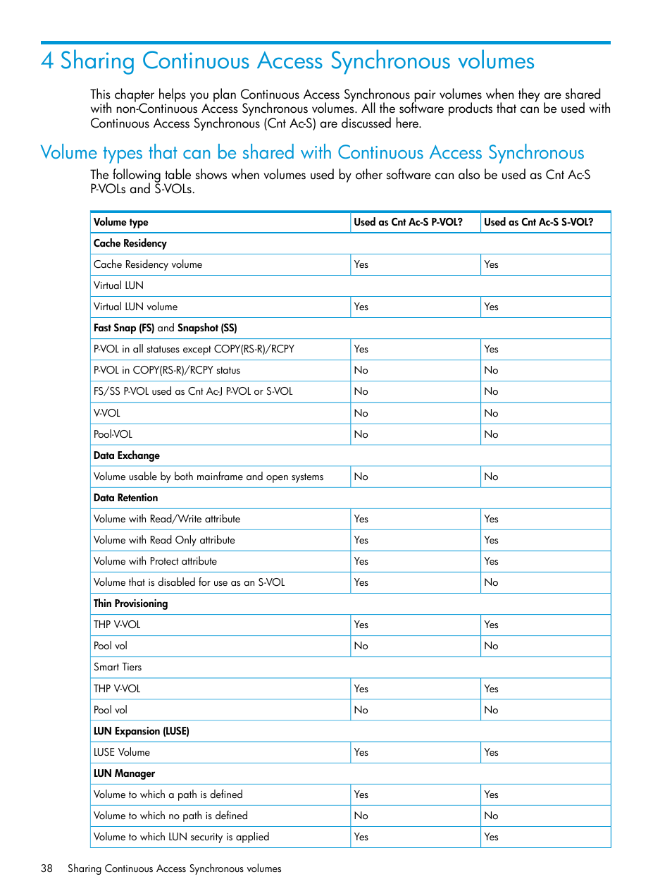 4 sharing continuous access synchronous volumes, Volume, Sharing continuous access synchronous volumes | HP XP P9500 Storage User Manual | Page 38 / 131