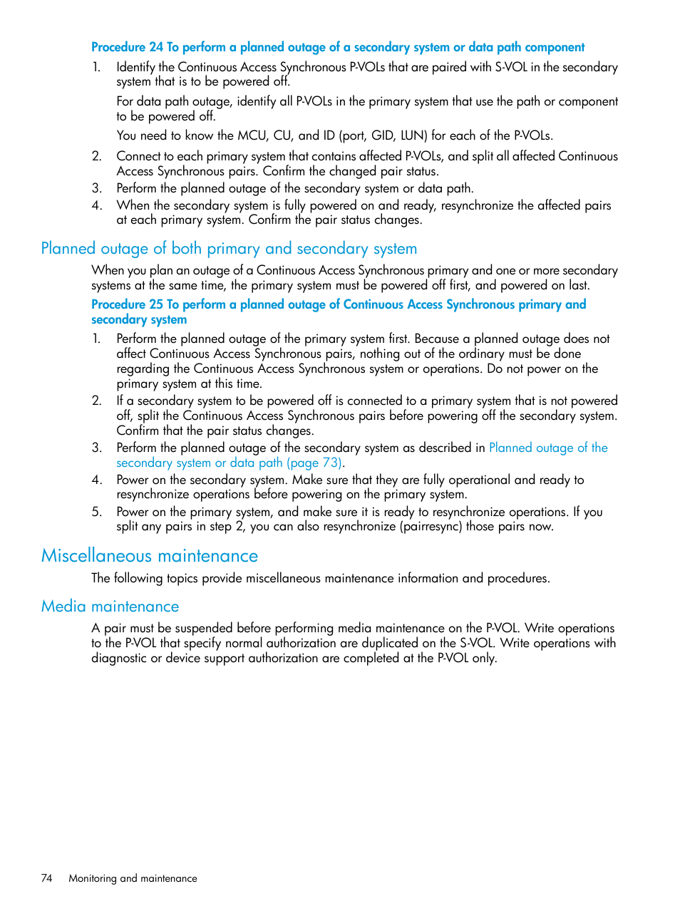 Miscellaneous maintenance, Media maintenance | HP XP P9500 Storage User Manual | Page 74 / 131