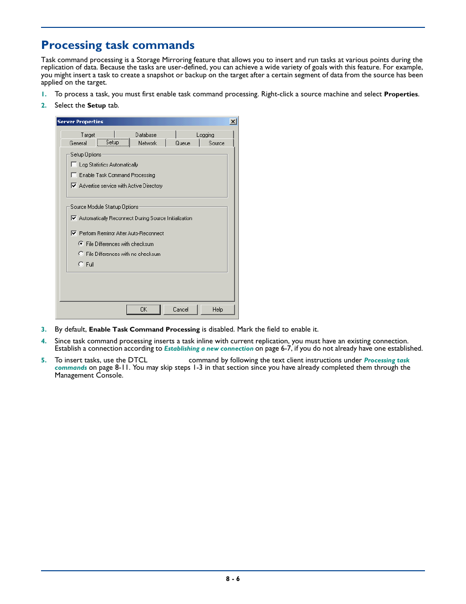 Processing task commands, Processing task commands -6 | HP Storage Mirroring Software User Manual | Page 105 / 339