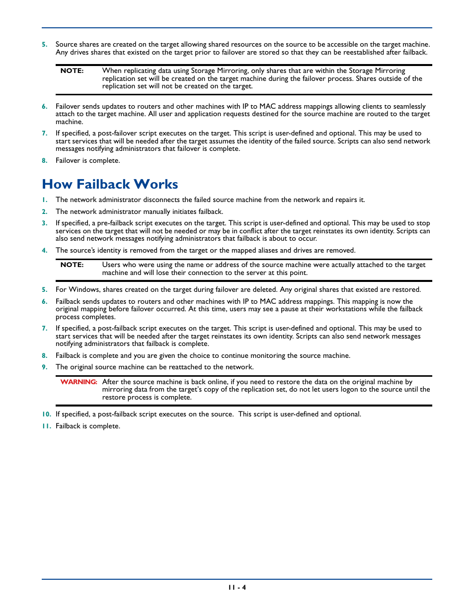 How failback works, How failback works -4 | HP Storage Mirroring Software User Manual | Page 143 / 339