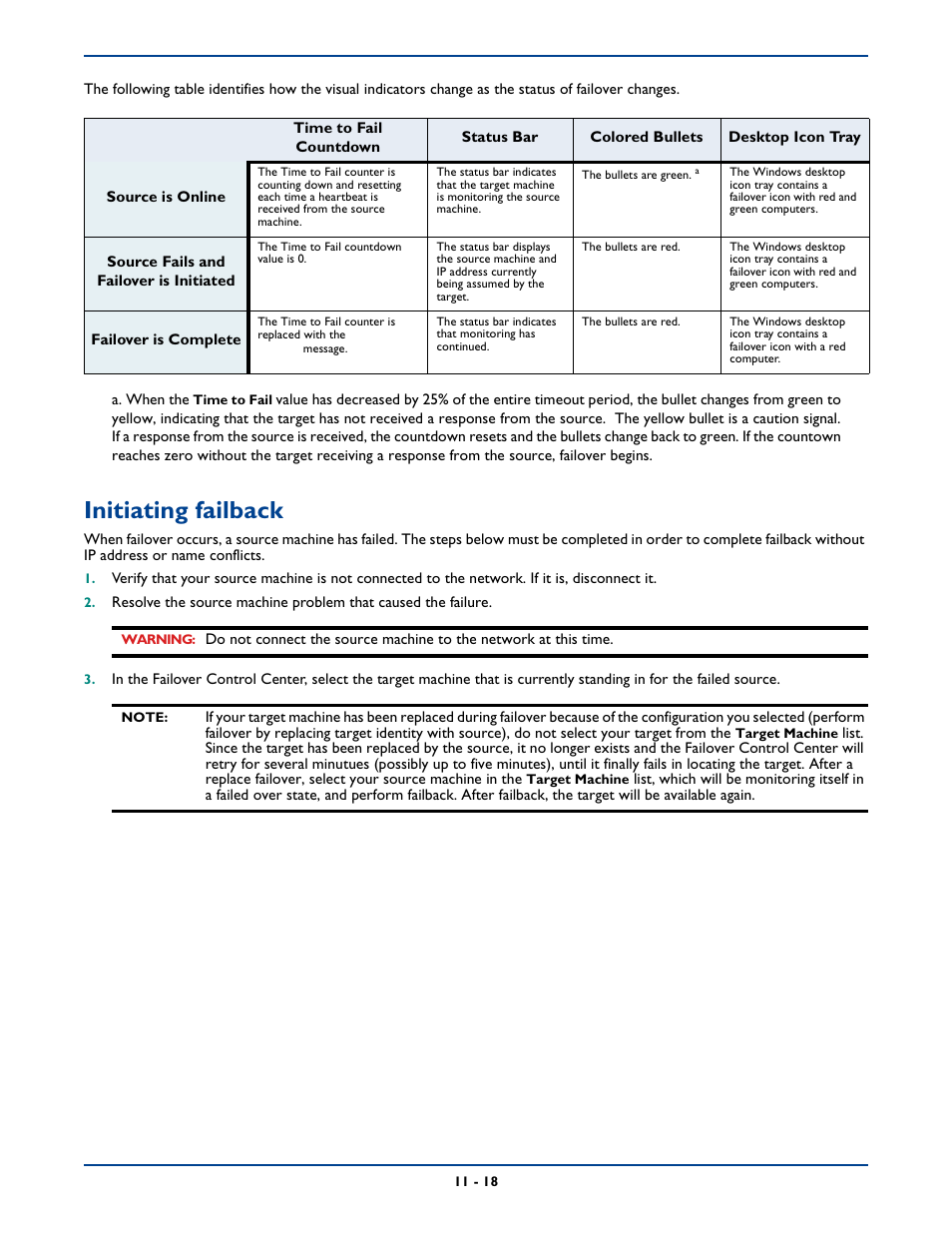 Initiating failback, Initiating failback -18 | HP Storage Mirroring Software User Manual | Page 157 / 339