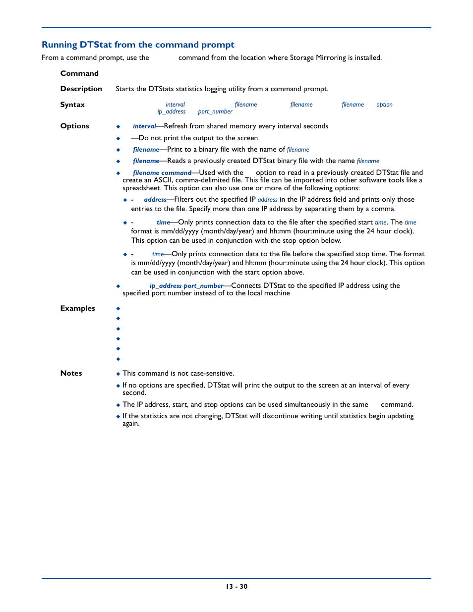 Running dtstat from the command prompt | HP Storage Mirroring Software User Manual | Page 210 / 339