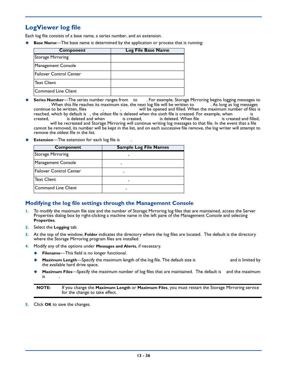 Logviewer log file | HP Storage Mirroring Software User Manual | Page 216 / 339
