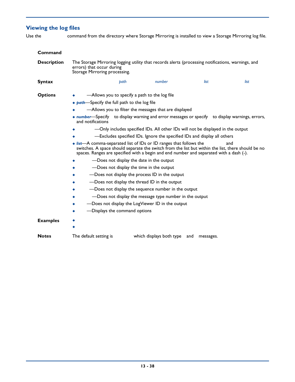 Viewing the log files | HP Storage Mirroring Software User Manual | Page 218 / 339