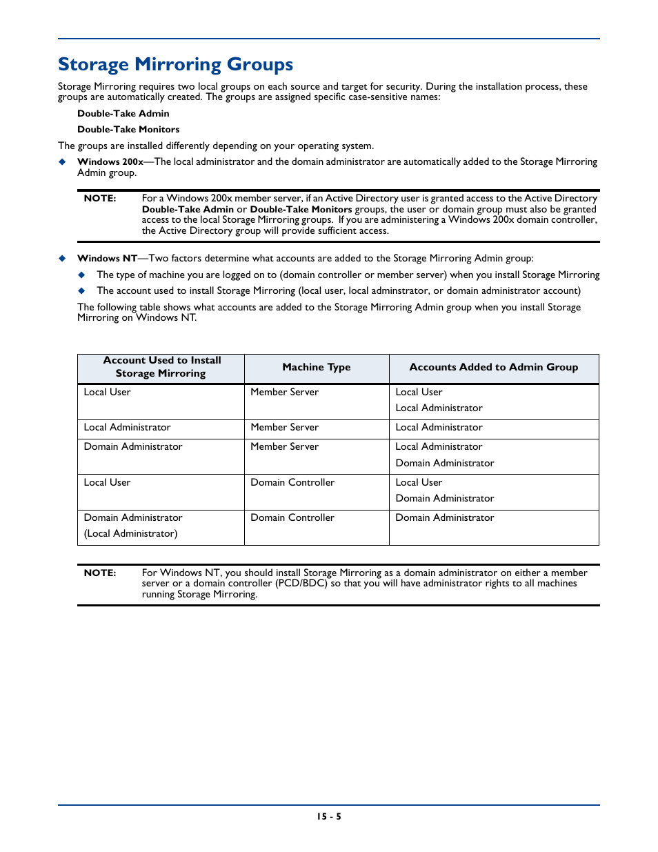 Storage mirroring groups, Storage mirroring groups -5 | HP Storage Mirroring Software User Manual | Page 260 / 339