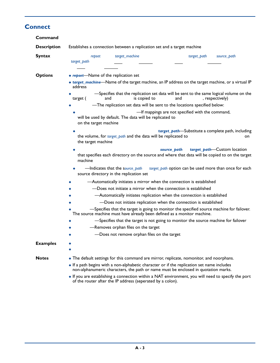 Connect | HP Storage Mirroring Software User Manual | Page 266 / 339