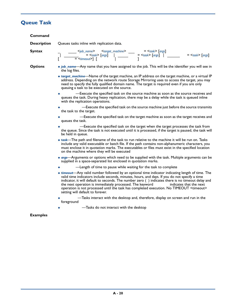 Queue task | HP Storage Mirroring Software User Manual | Page 283 / 339