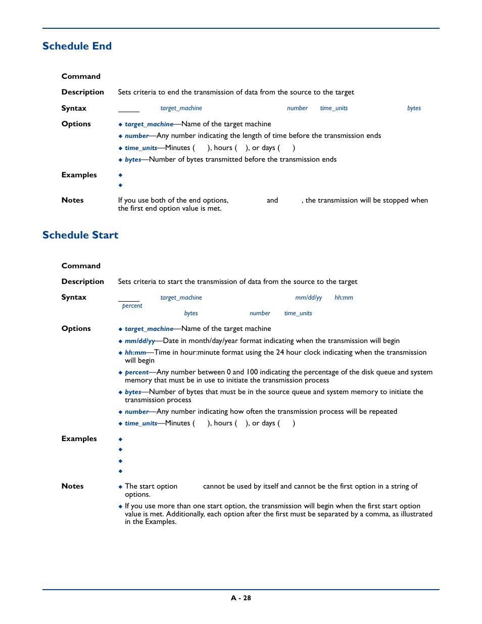 Schedule end, Schedule start, Schedule end schedule start | HP Storage Mirroring Software User Manual | Page 291 / 339