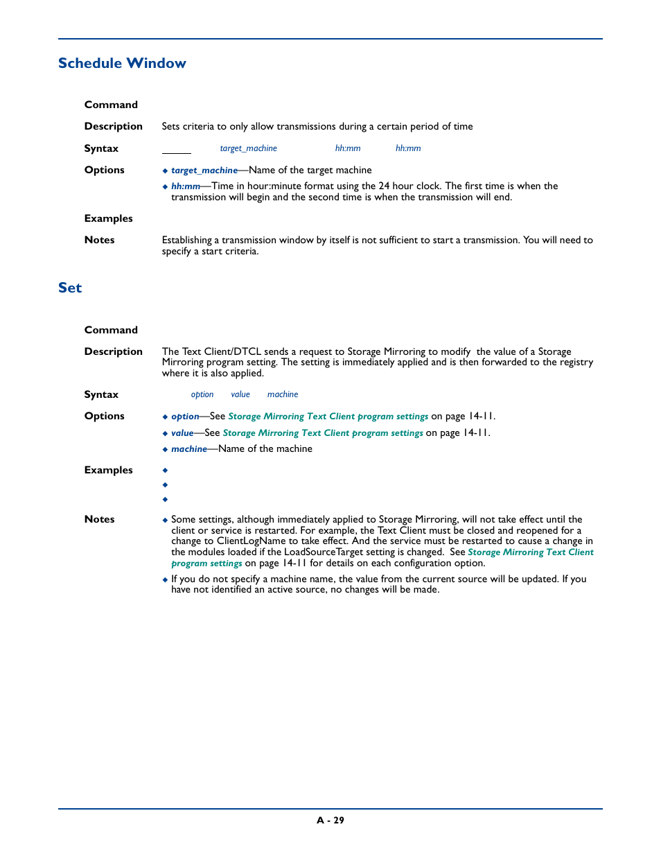 Schedule window | HP Storage Mirroring Software User Manual | Page 292 / 339