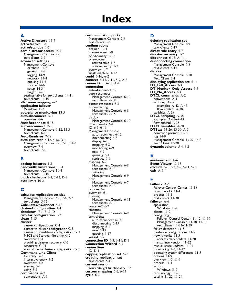 Index | HP Storage Mirroring Software User Manual | Page 335 / 339
