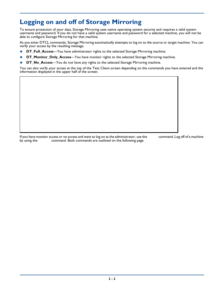 Logging on and off of storage mirroring, Logging on and off of storage mirroring -3 | HP Storage Mirroring Software User Manual | Page 35 / 339