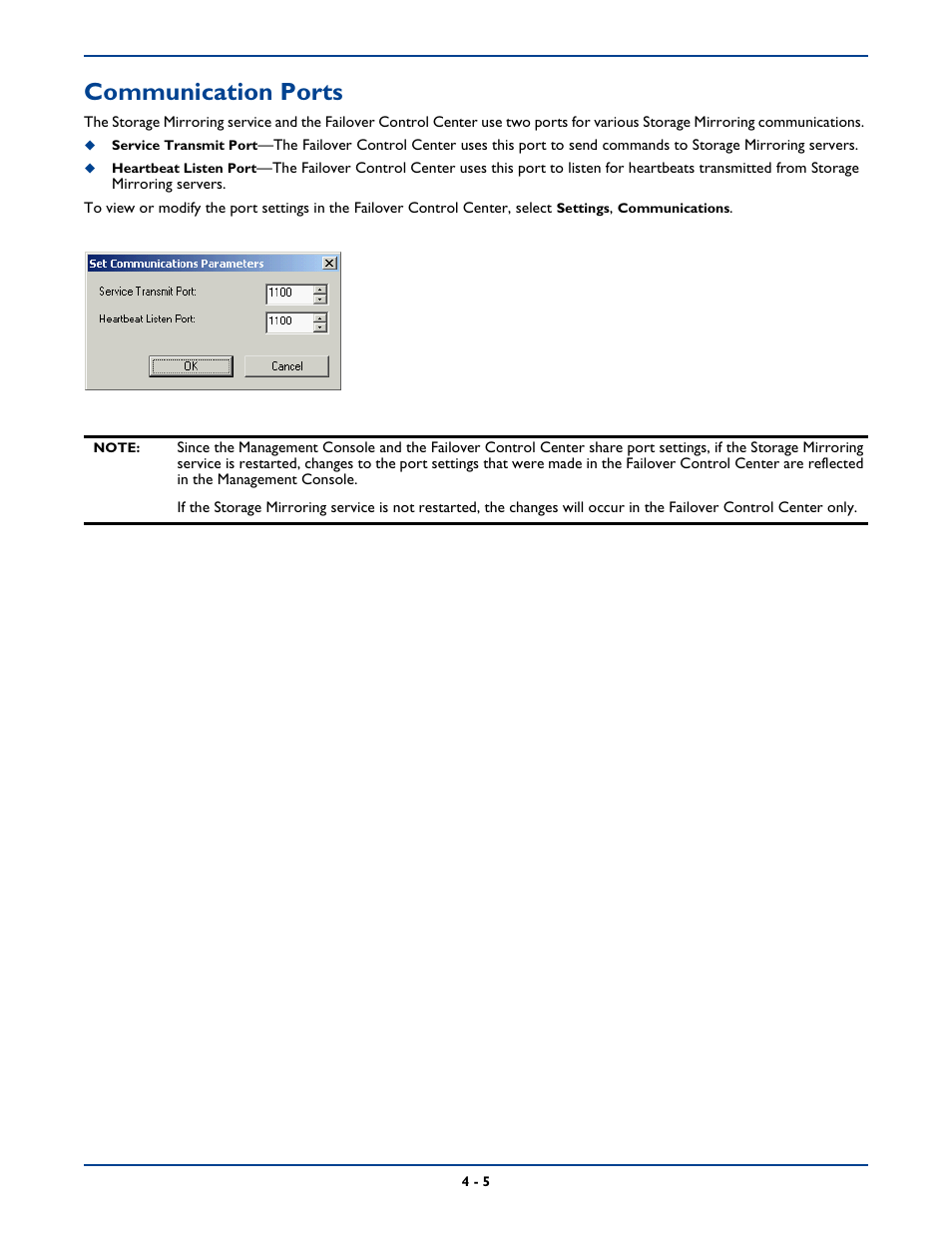 Communication ports, Communication ports -5 | HP Storage Mirroring Software User Manual | Page 46 / 339