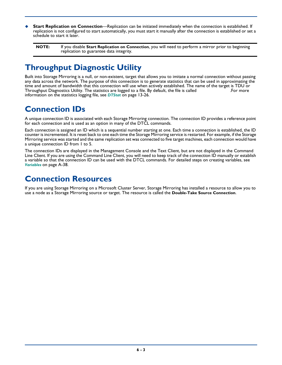 Throughput diagnostic utility, Connection ids, Connection resources | Throughput diagnostic utility -3, Connection ids -3, Connection resources -3 | HP Storage Mirroring Software User Manual | Page 66 / 339