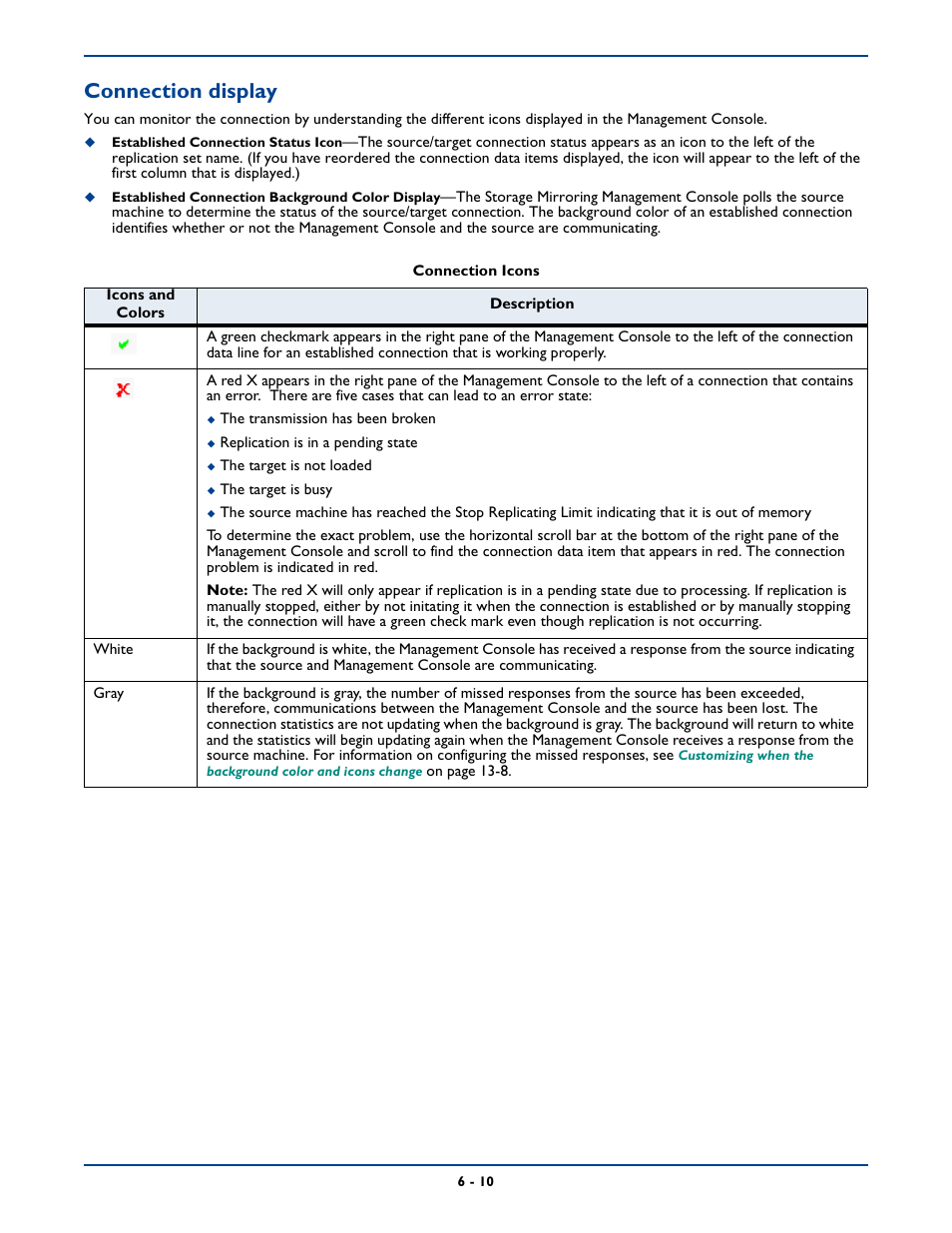 Connection display | HP Storage Mirroring Software User Manual | Page 73 / 339