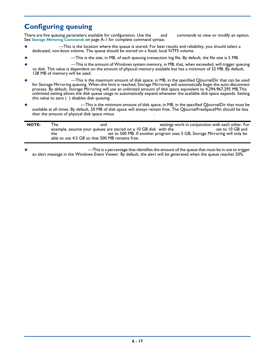 Configuring queuing, Configuring queuing -17 | HP Storage Mirroring Software User Manual | Page 80 / 339