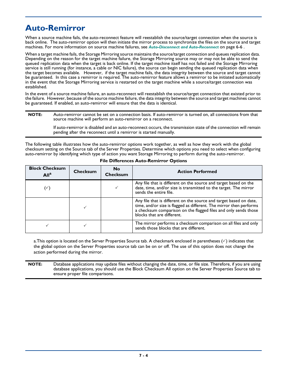 Auto-remirror, Auto-remirror -4 | HP Storage Mirroring Software User Manual | Page 85 / 339