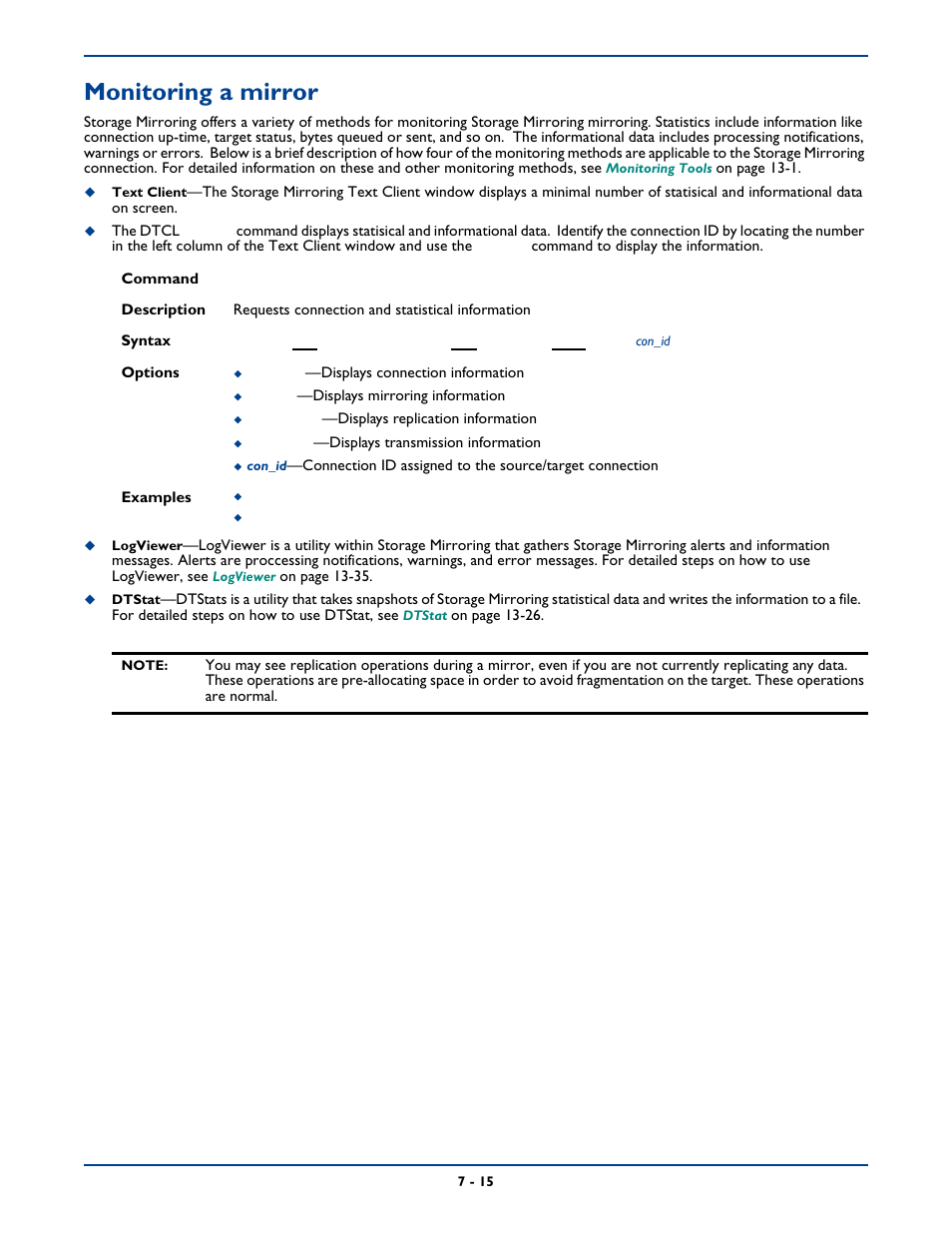 Monitoring a mirror, Monitoring a mirror -15 | HP Storage Mirroring Software User Manual | Page 96 / 339