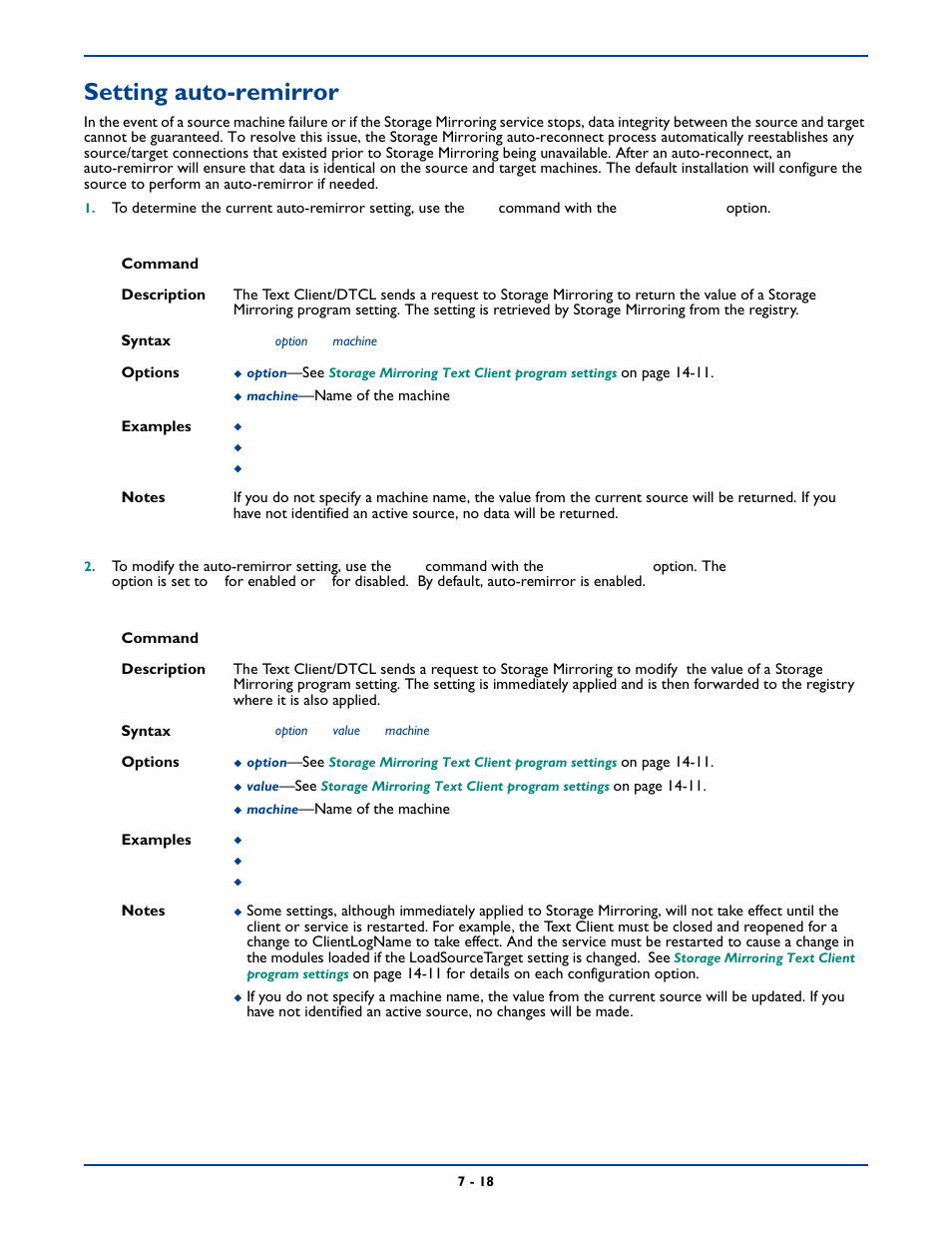 Setting auto-remirror, Setting auto-remirror -18 | HP Storage Mirroring Software User Manual | Page 99 / 339