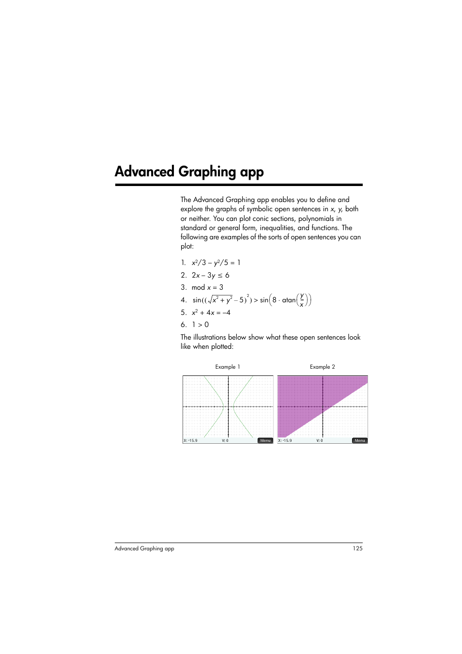 Advanced graphing app, 7advanced graphing app | HP Prime Graphing Calculator User Manual | Page 129 / 608