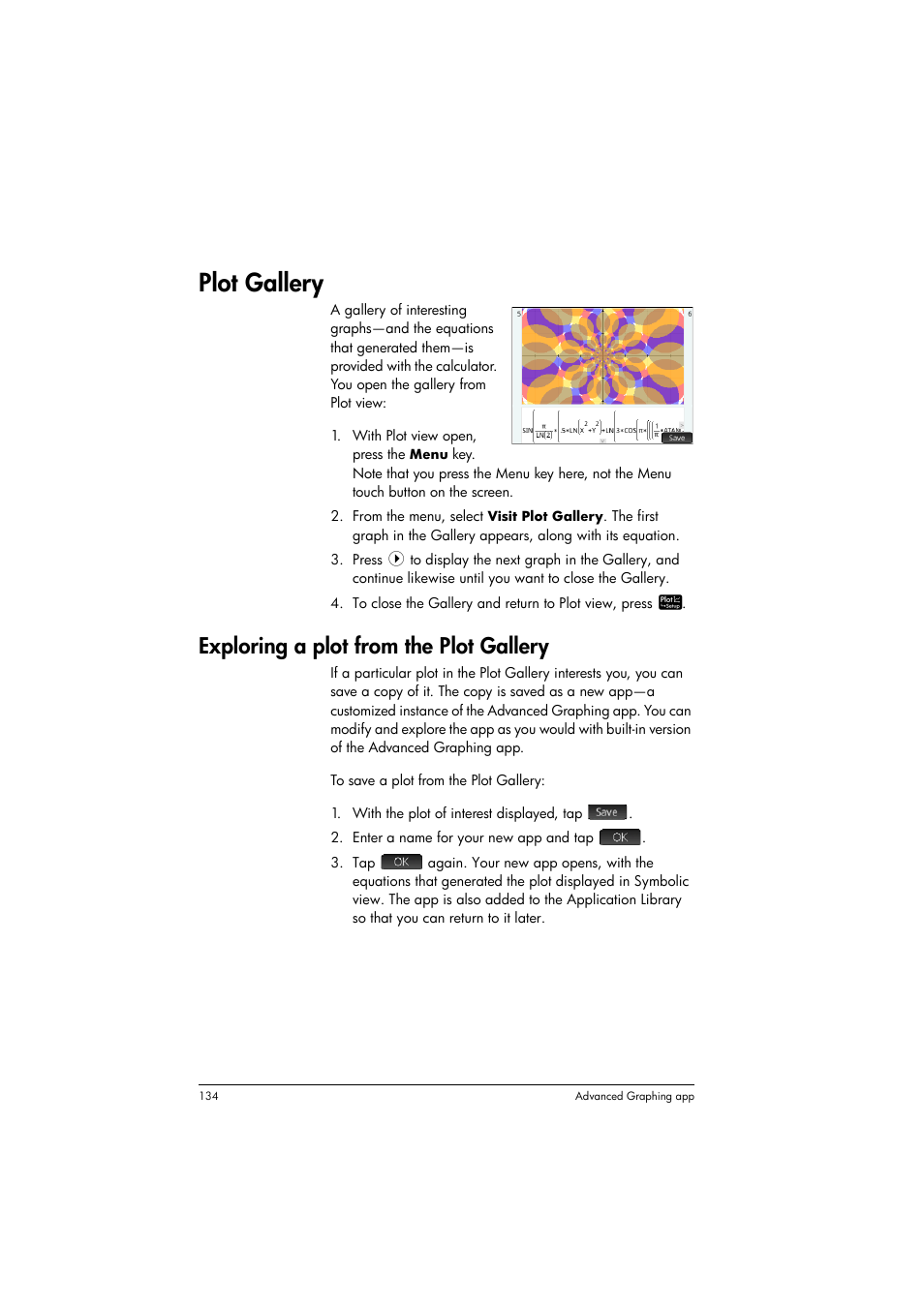 Plot gallery, Exploring a plot from the plot gallery | HP Prime Graphing Calculator User Manual | Page 138 / 608