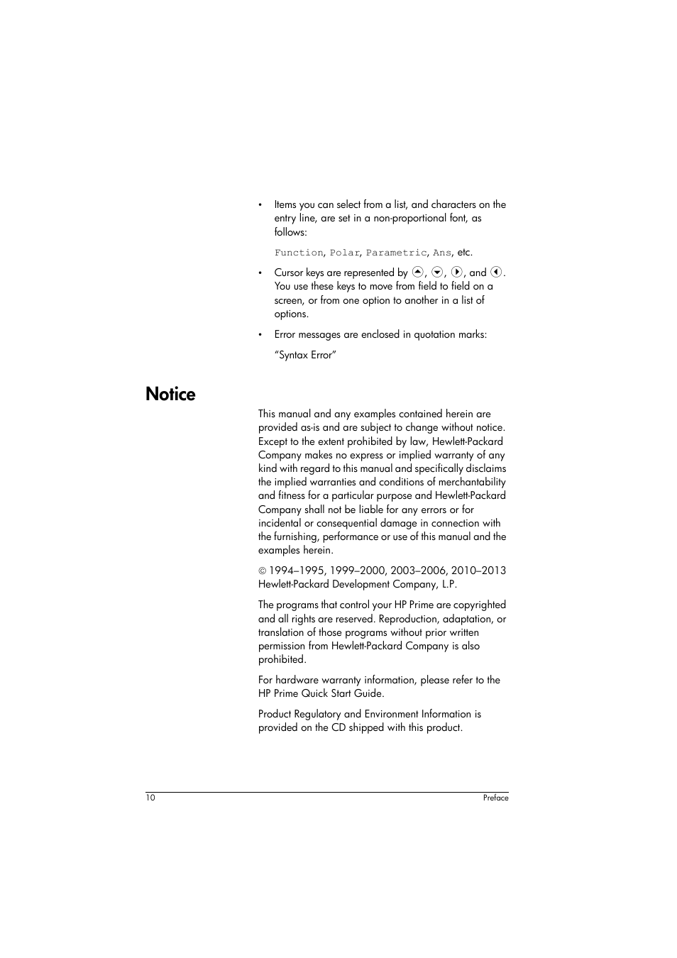 Notice | HP Prime Graphing Calculator User Manual | Page 14 / 608