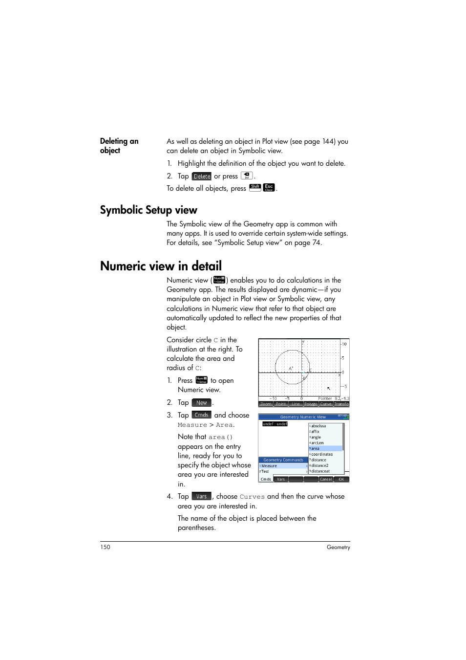 Symbolic setup view, Numeric view in detail | HP Prime Graphing Calculator User Manual | Page 154 / 608