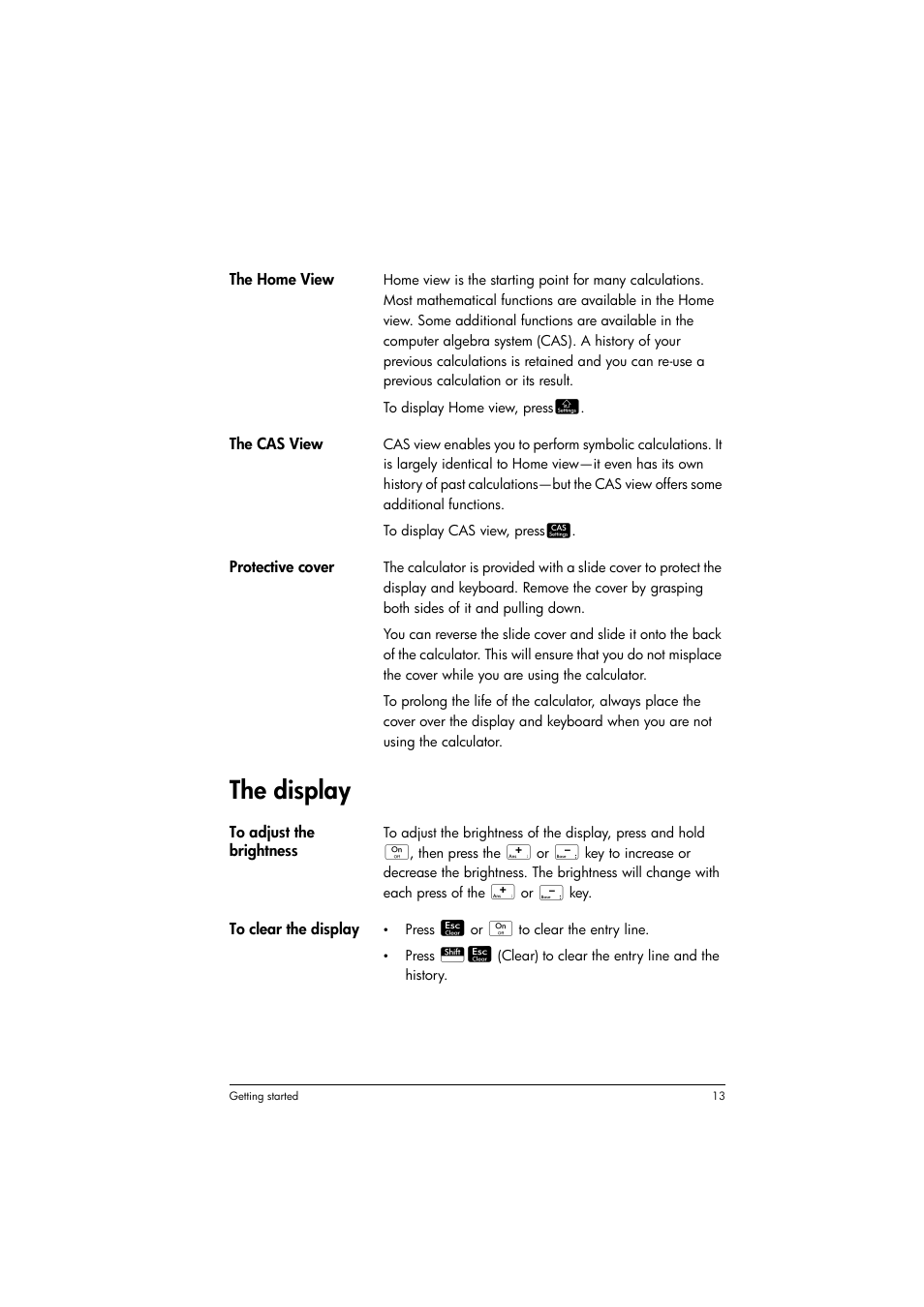 The display | HP Prime Graphing Calculator User Manual | Page 17 / 608