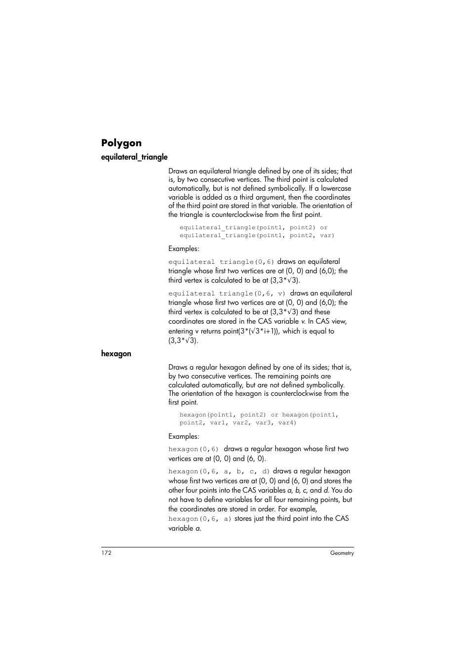 Polygon | HP Prime Graphing Calculator User Manual | Page 176 / 608