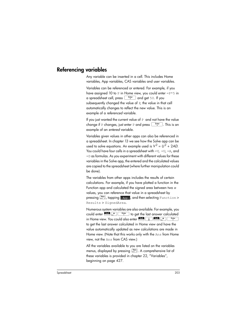Referencing variables | HP Prime Graphing Calculator User Manual | Page 207 / 608