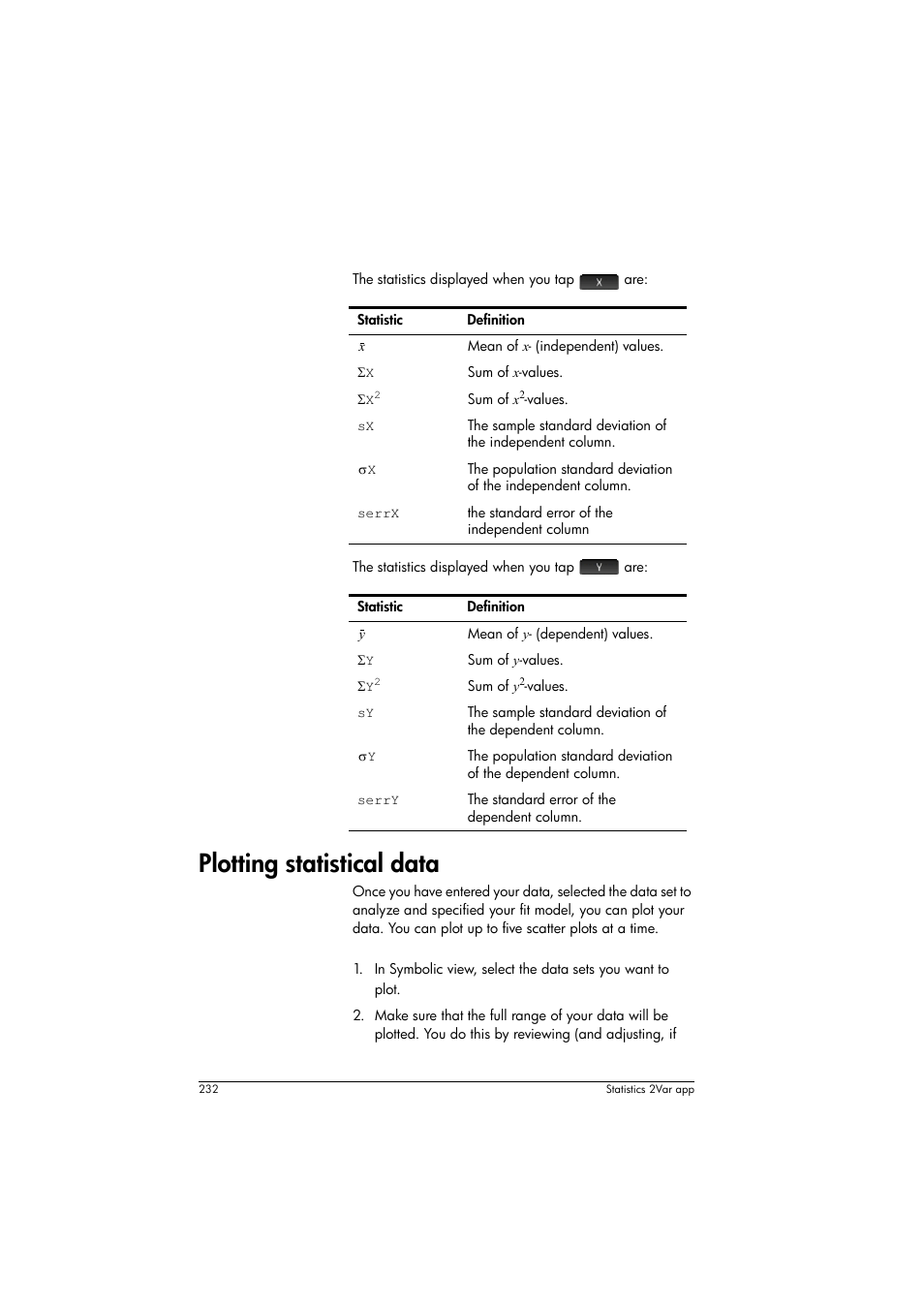 Plotting statistical data | HP Prime Graphing Calculator User Manual | Page 236 / 608