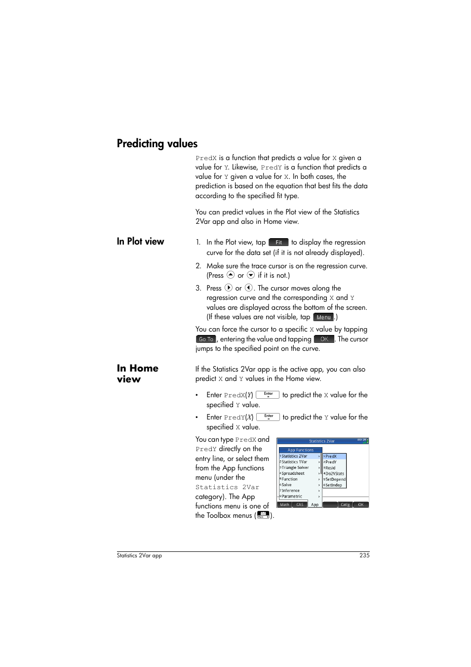 Predicting values | HP Prime Graphing Calculator User Manual | Page 239 / 608