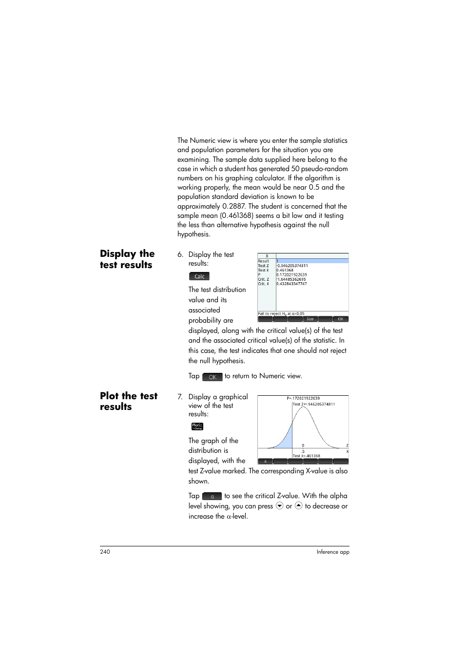 Display the test results, Plot the test results | HP Prime Graphing Calculator User Manual | Page 244 / 608