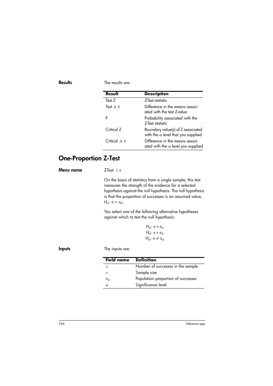 One-proportion z-test | HP Prime Graphing Calculator User Manual | Page 250 / 608