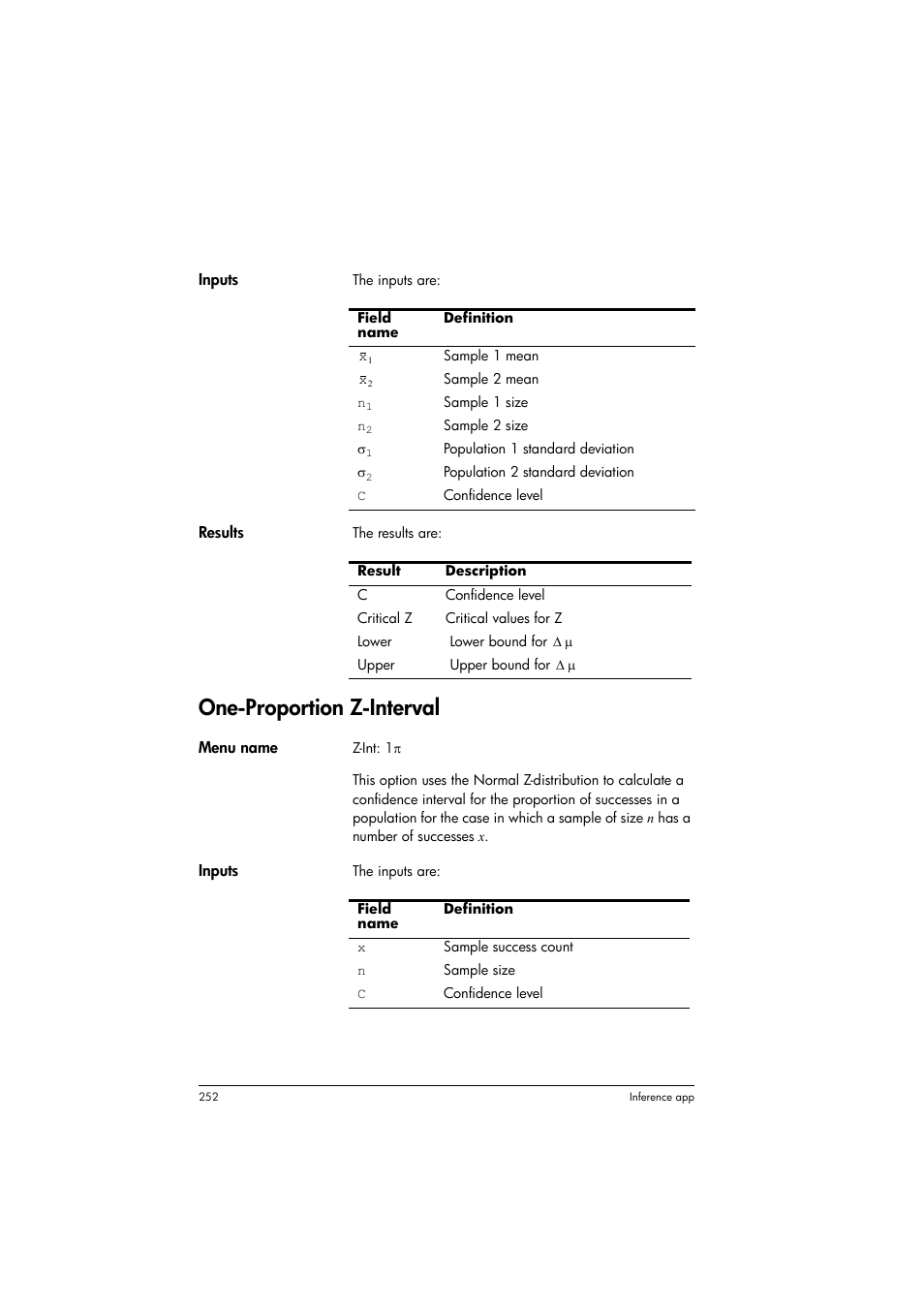 One-proportion z-interval | HP Prime Graphing Calculator User Manual | Page 256 / 608