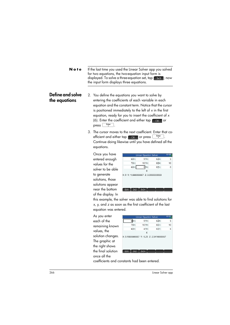 Define and solve the equations | HP Prime Graphing Calculator User Manual | Page 270 / 608