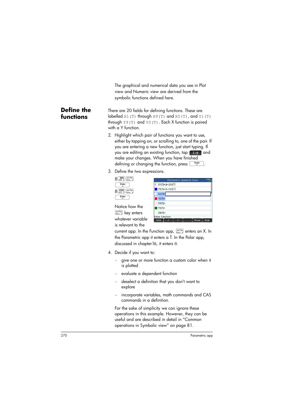 Define the functions | HP Prime Graphing Calculator User Manual | Page 274 / 608