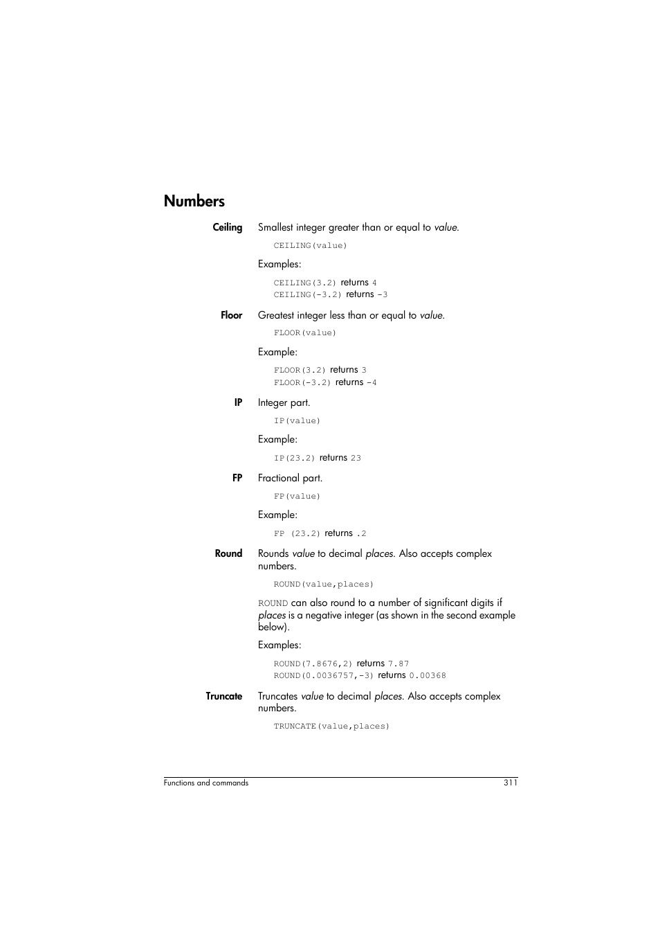 Numbers | HP Prime Graphing Calculator User Manual | Page 315 / 608