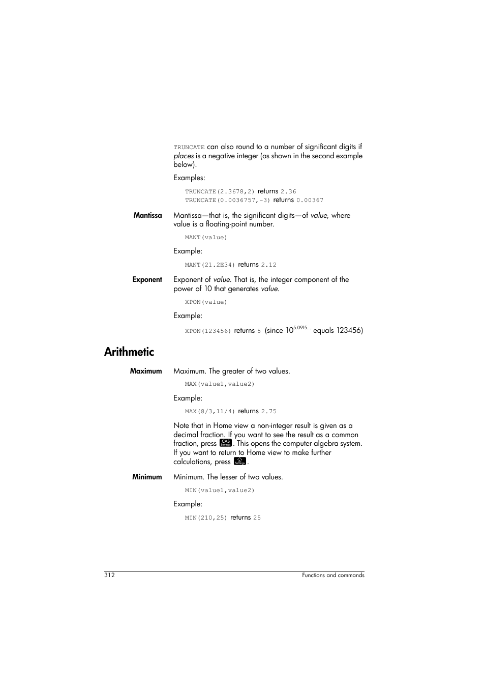 Arithmetic | HP Prime Graphing Calculator User Manual | Page 316 / 608