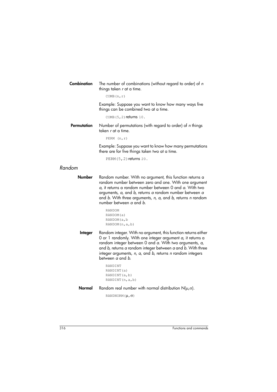 Random | HP Prime Graphing Calculator User Manual | Page 320 / 608