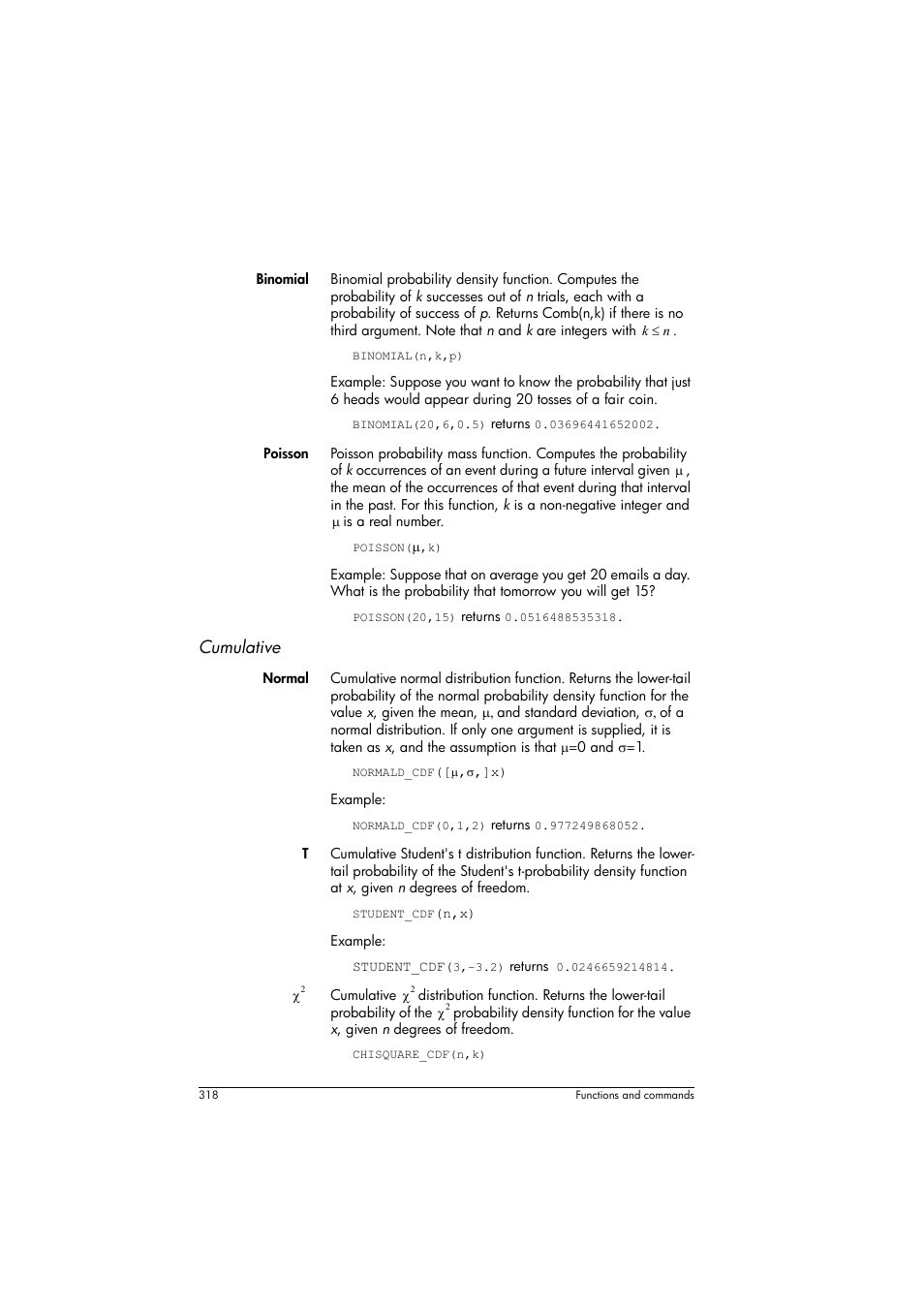 Cumulative | HP Prime Graphing Calculator User Manual | Page 322 / 608