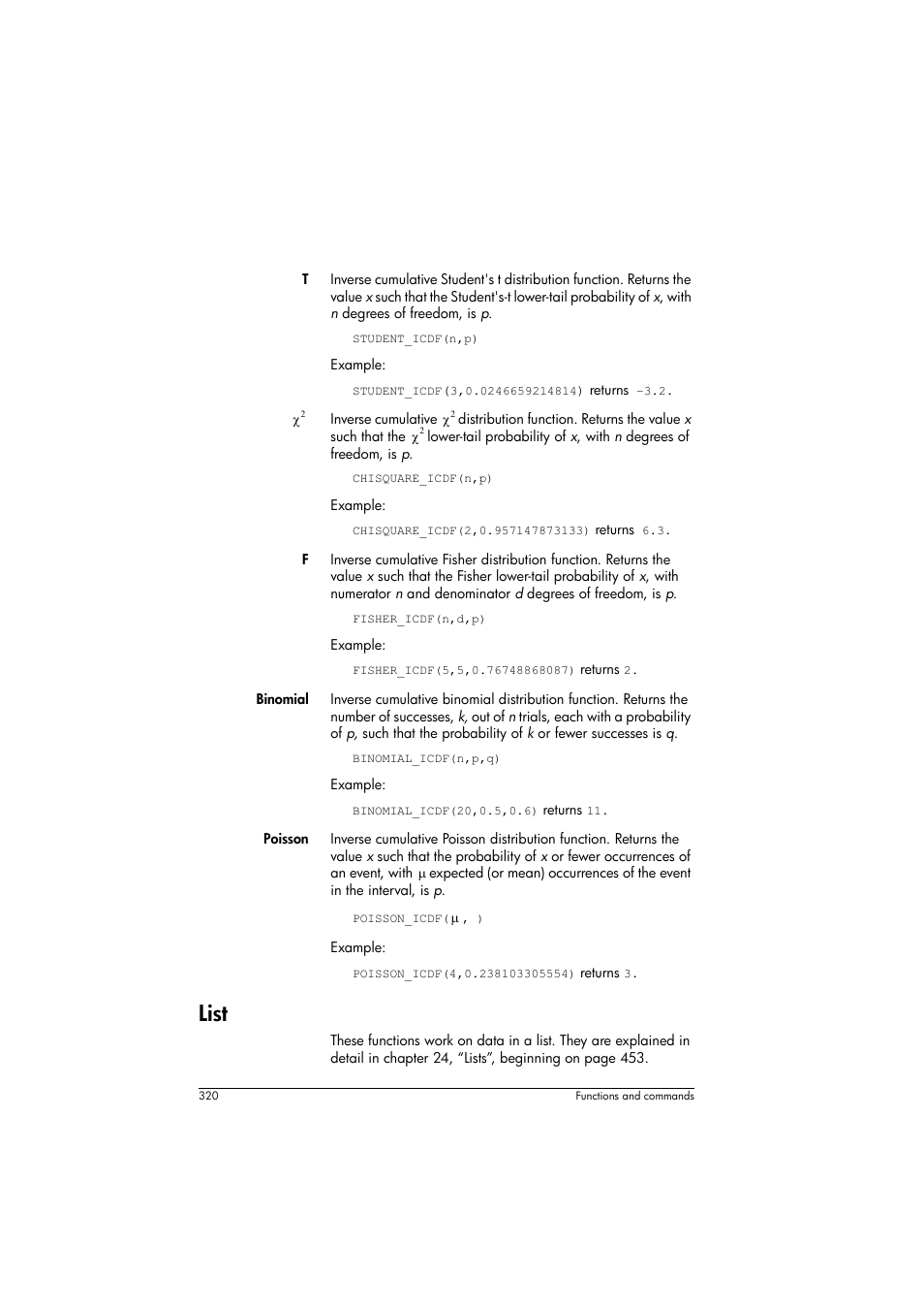 List | HP Prime Graphing Calculator User Manual | Page 324 / 608