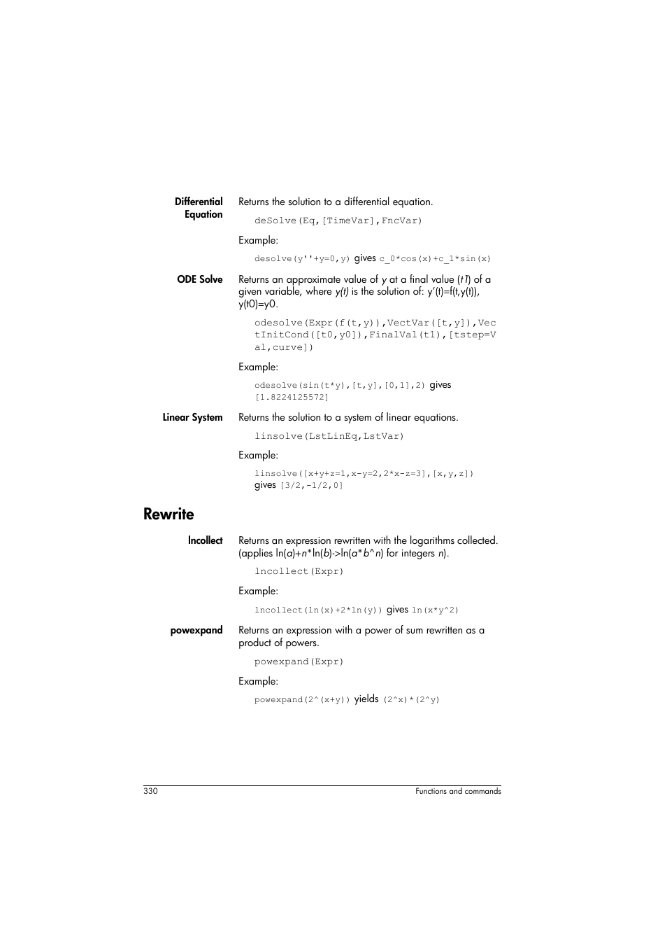 Rewrite | HP Prime Graphing Calculator User Manual | Page 334 / 608