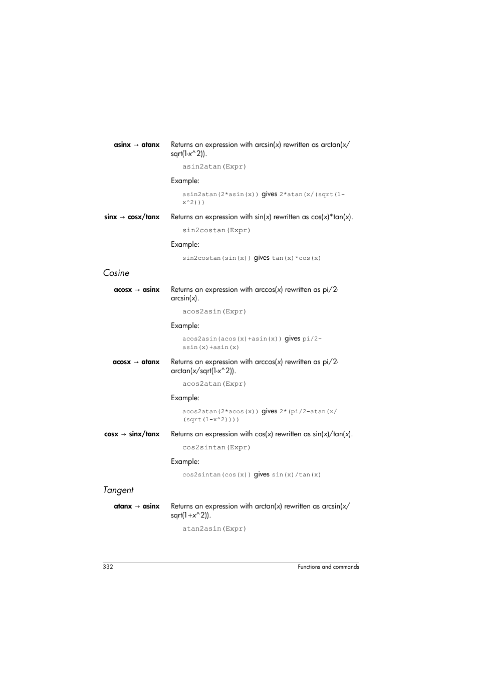 Cosine, Tangent | HP Prime Graphing Calculator User Manual | Page 336 / 608