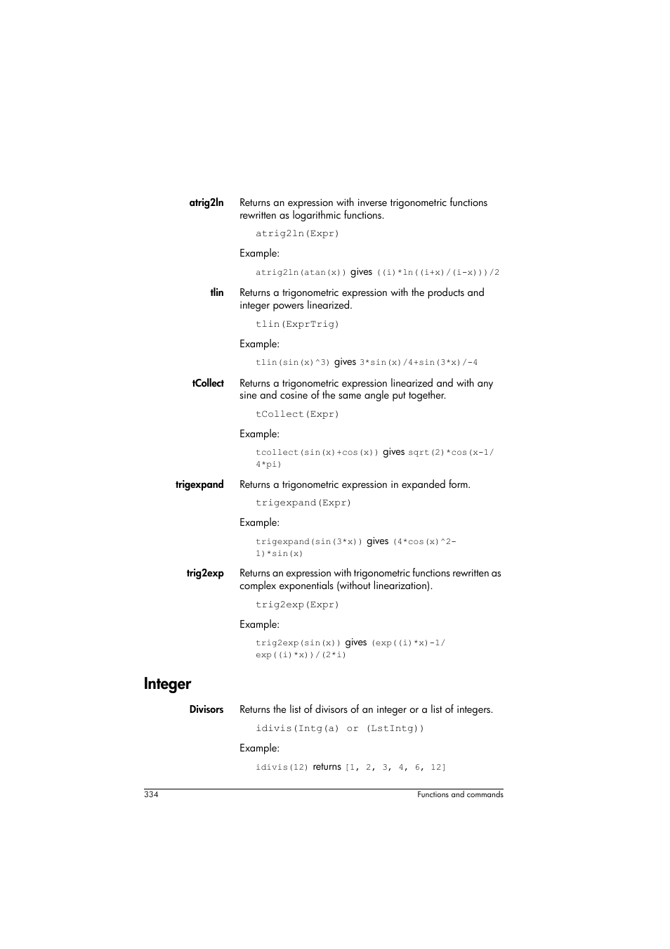 Integer | HP Prime Graphing Calculator User Manual | Page 338 / 608