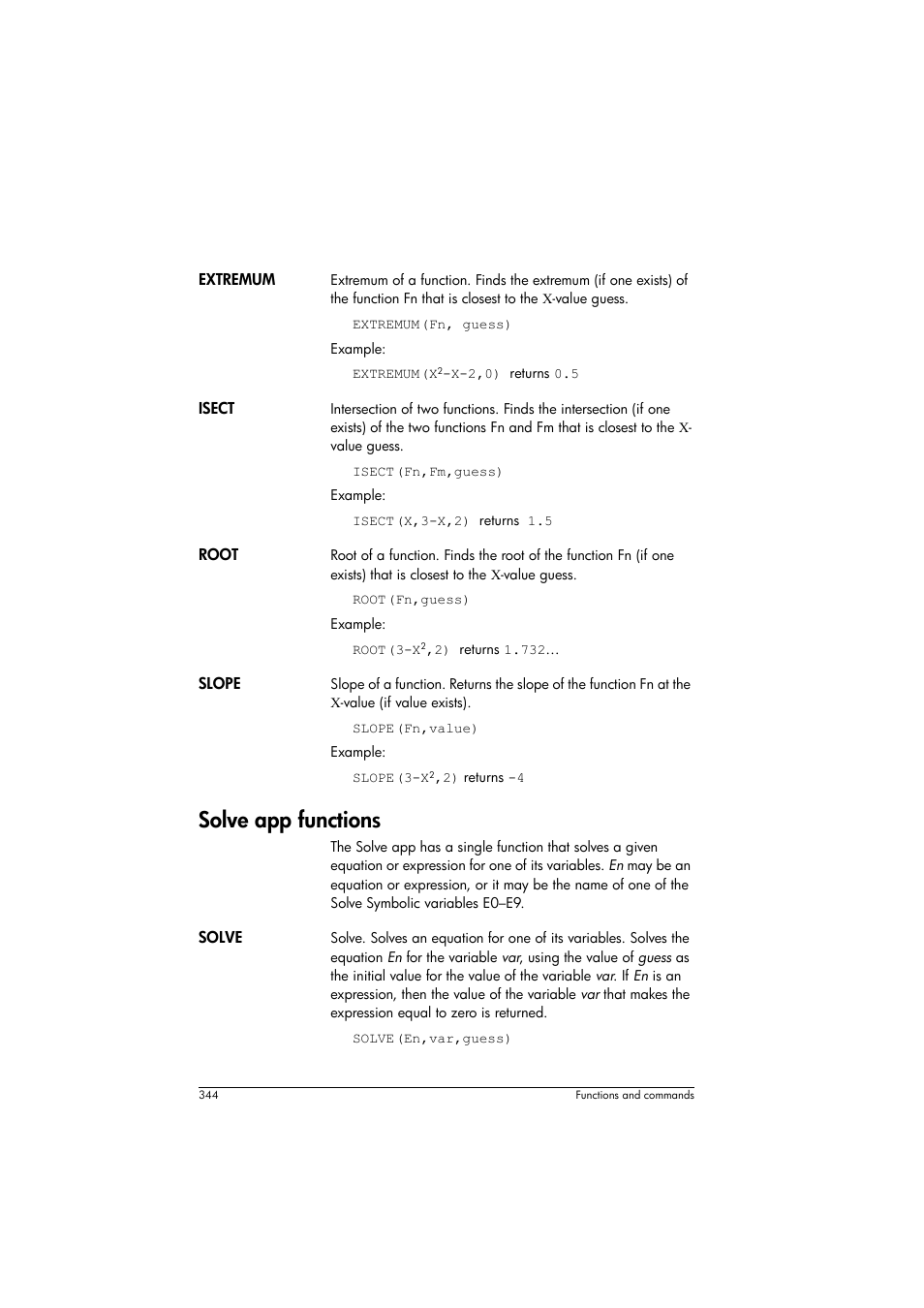 Solve app functions | HP Prime Graphing Calculator User Manual | Page 348 / 608