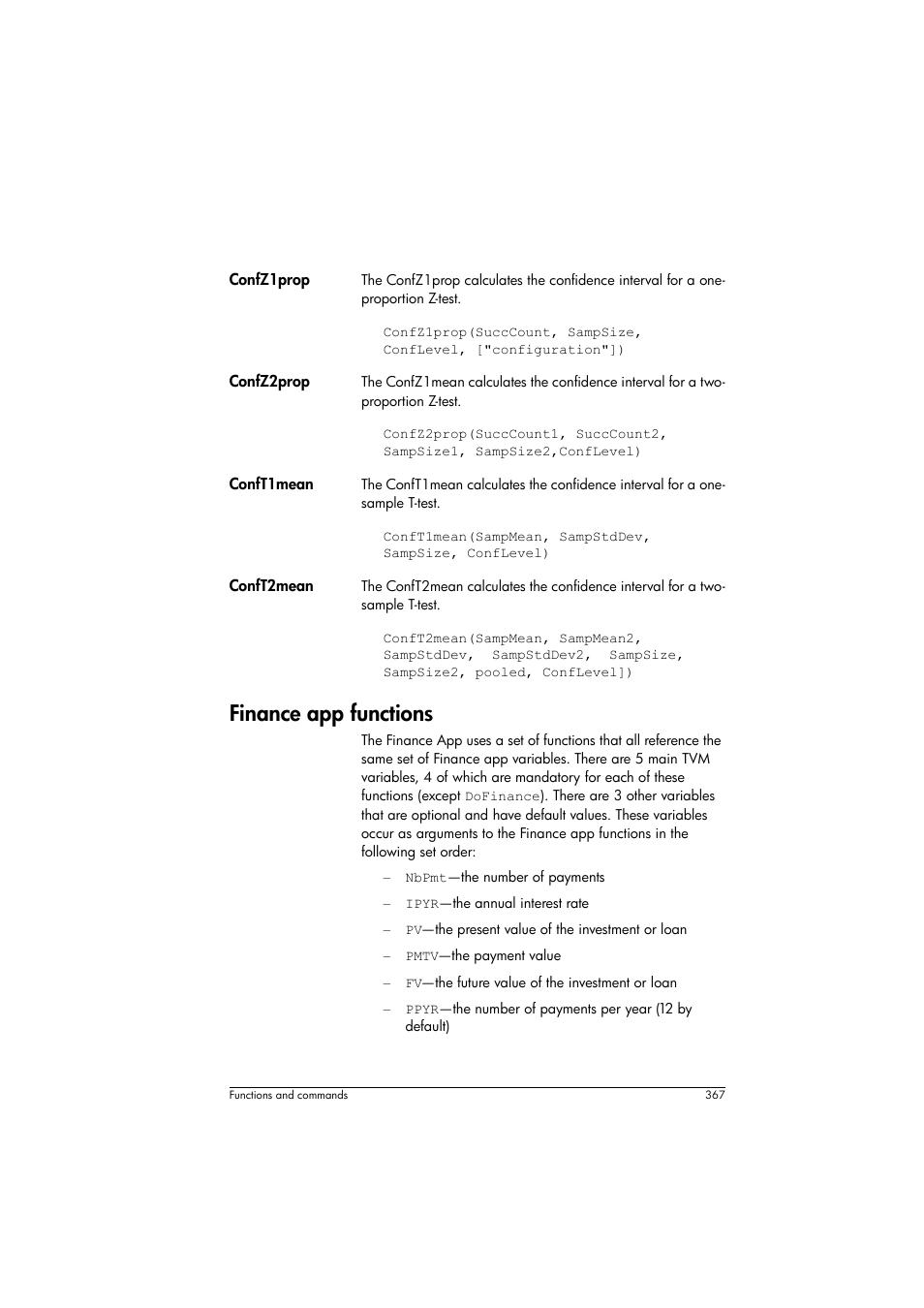 Finance app functions | HP Prime Graphing Calculator User Manual | Page 371 / 608