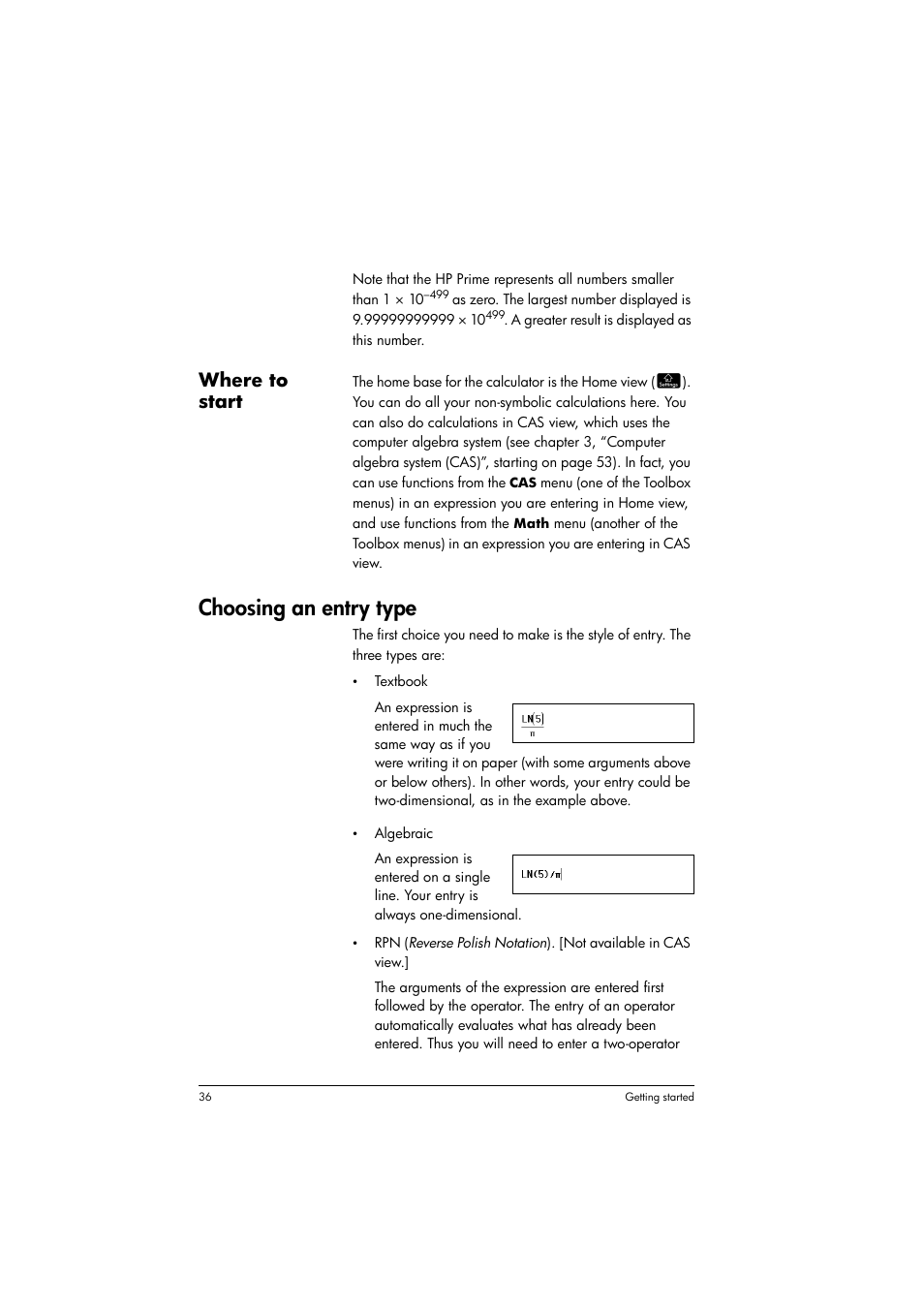 Choosing an entry type, Where to start | HP Prime Graphing Calculator User Manual | Page 40 / 608