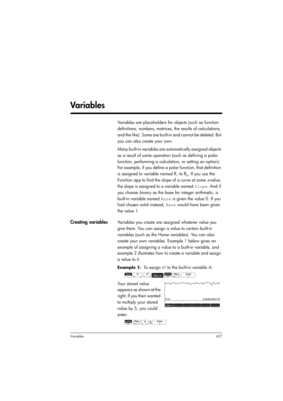 Variables, 22 variables | HP Prime Graphing Calculator User Manual | Page 431 / 608